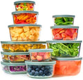 24pc Set Glass Food Storage Containers & Bowls with Airtight Lids - Leakproof BPA-Free Meal Prep Airtight Stackable Lunch Boxes, Kitchen Pantry & Storage Organizers - Microwave Freezer Dishwasher Safe by LERAZE