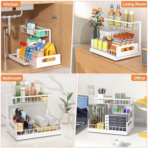 Under Sink Organizer, 2-Tier Pull-Out Metal Drawer, 2 Pack - Image 6