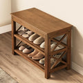 Bamworld Shoe Rack Bench with Storage 3 Tier Bamboo Shoe Bench Entryway Rustic Entryway Bench (X-Brown, 23.6 Inch by Bamworld