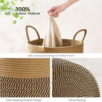 Nunsino Laundry Hamper 75L,Large Laundry Basket for Clothes,Decorative Storage Basket for Blankets,Cotton Rope Woven basket for bedroom,Dark Brown - Image 5
