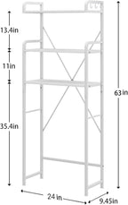 Huhote Over The Toilet Storage Rack with 3-Tier Bathroom Shelves, Space Saver Toilet Shelf, Bathroom Storage Organizer with Hooks for Over Toilet Storage and Shelf (White) - Image 2