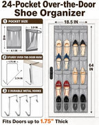 Over The Door Shoe Organizer - Space Saving Shoe Rack for Closet - Image 2