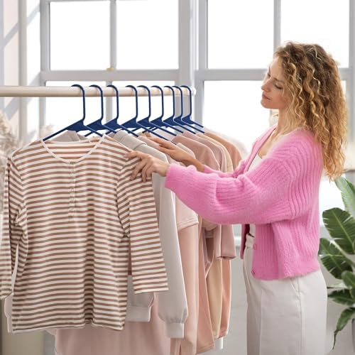 Plastic Hangers 20 Pack Navy - Clothes Hangers - Makes The Perfect Coat Hanger and General Space Saving Hangers for Closet and New Apartment Essentials - Percheros Ganchos para Colgar Ropa Hangars - Image 3