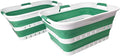 SAMMART 42 (11 Gallons) Collapsible Plastic Laundry Basket, Foldable Pop Up Storage Container/Organizer, Space Saving Hamper, Portable Bin for Dorm Room Bathroom (2, White/Winter Green) by SAMMART