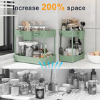 Sevenblue 2-Pack Under Sink Organizer with Hooks & Hanging Cup for Kitchen - Image 2
