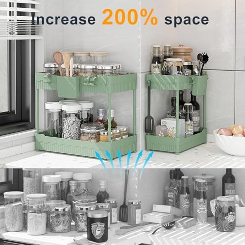 Sevenblue 2-Pack Under Sink Organizer with Hooks & Hanging Cup for Kitchen - Image 2
