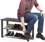 Simple Houseware Wooden Top Shoe Rack Bench for Entryway, Dark Brown - Image 4