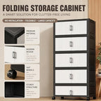 3 Tier Foldable Storage Cabinet with Wheels and Magnetic Doors - Image 6