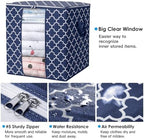 Storage Bags 6 Pack 100L Clothes Organization and Storage Containers | Large Blanket for Comforters,Bedding, Foldable Organizer with Reinforced Handle, Clear Window, Sturdy Zippers, Blue - Image 3
