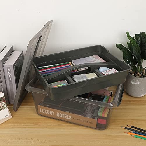 BTSKY Stack & Carry Box Clear Plastic Storage Container with Removable Tray - Image 6