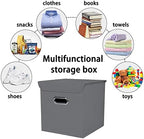 Closet Organizers Fabric Storage Bins With Lids Collapsible Cube Storages Organizer Basket With Handles,Storage Boxes for Clothes Storage,Office,Toys,3 Pack,（Grey - Image 3