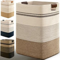 Laundry Hamper, 95L Tall Laundry Basket with Leather Handles, Rectangle Large Clothes Hamper for Organizing, Cotton Woven Laundry Baskets Storage Hampers for Bedroom, Nursery, Living Room by Degeyoyo