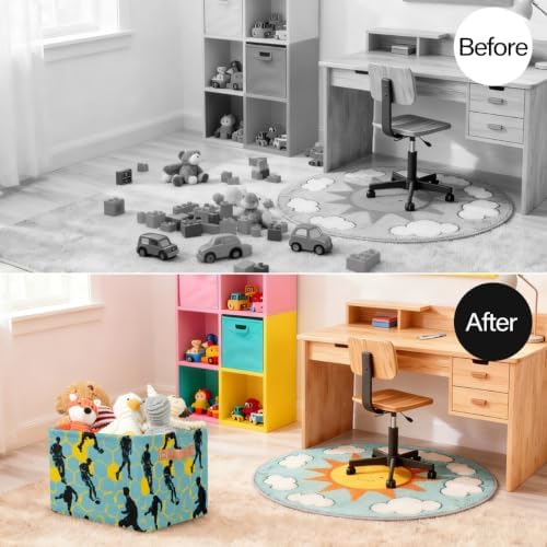 Soccer Storage Basket Toy Storage Bins Collapsible Cube Organizer - Image 4