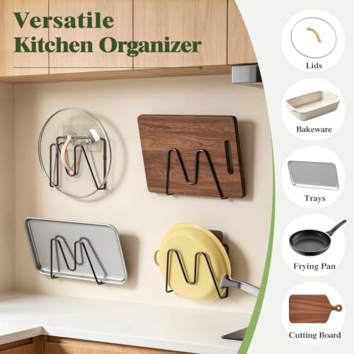 4 Pack Pot Lid Organizer Rack for Cabinet Door, No Drilling - Image 7