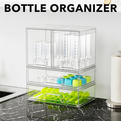 SpaceAid Bottle Storage Organizer Baby - Acrylic Bottles Station Organizer Container, Stackable Clear Drawers for Countertop, Vanity, Bathroom, Cabinet, Pantry Organization, 4 Pack, 2M2L, 14.4" H - Image 3