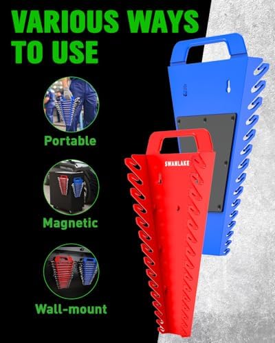 SWANLAKE Magnetic Wrench Organizer Toolbox Holder, 2-Pack SAE (1/4'' to 1-1/16''), Metric (6mm to 27mm) Ratchet Wrench Organizers, Total Hold 30 Slots Wrench Holders for Tool Box - Image 7