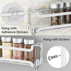 LUCYCAZ 2 Pack Wall Mounted Spice Rack for Spice Jars & Seasonings (White) - Image 6