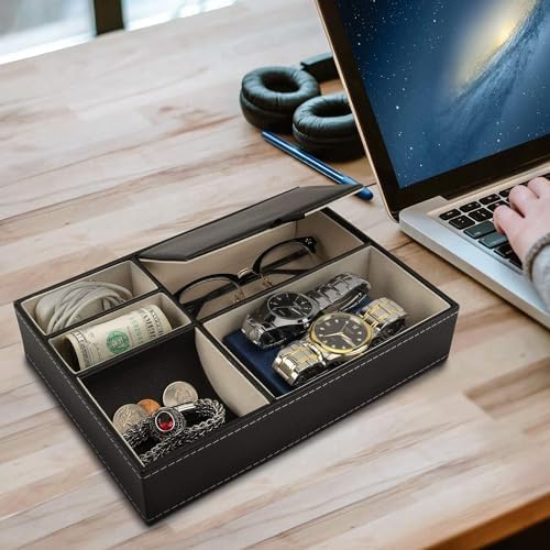 Baoyun Mens Valet Tray Organizer, Mens Jewelry Box, Nightstand Organizer - Image 2