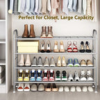 LINZINAR 4 Tier Long Shoe Rack for Closet Metal Shoe Organizer for Entryway - Image 2