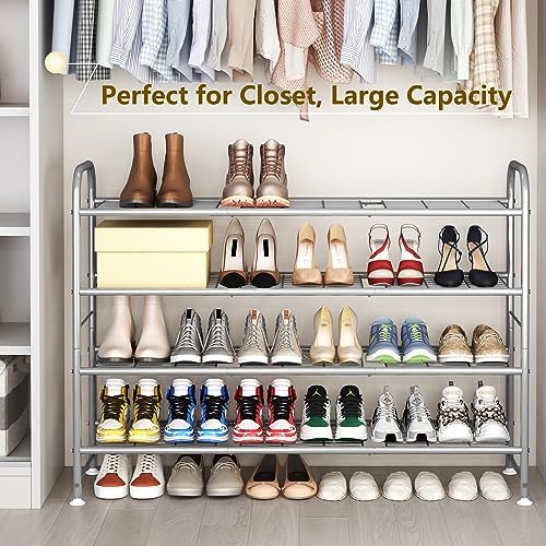 LINZINAR 4 Tier Long Shoe Rack for Closet Metal Shoe Organizer for Entryway - Image 2