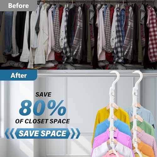 24 Pack Hangers Space Saving Magic Plastic Hanger Organizer White | Shirt Space Saving Hangers, Multi Clothes Hangers Space Saver for Closet Organizers Storage College Dorm Room Essentials - Image 4