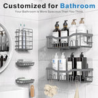 Shower Caddy 5 Pack,Adhesive Shower Organizer for Bathroom Storage&Home Decor&Kitchen,No Drilling,Large Capacity,Rustproof Stainless Steel Bathroom Organizer,Shower Shelves for Inside Shower-Larger - Image 2