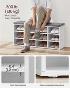 VASAGLE Shoe Bench with Cushion, 12 Compartments, 11.9 x 40.9 x 18.9 Inches - Image 5
