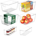 Set of 6 Pantry Organizers and Storage, Clear Plastic Bins(4L+2S) by JOYMEEZO