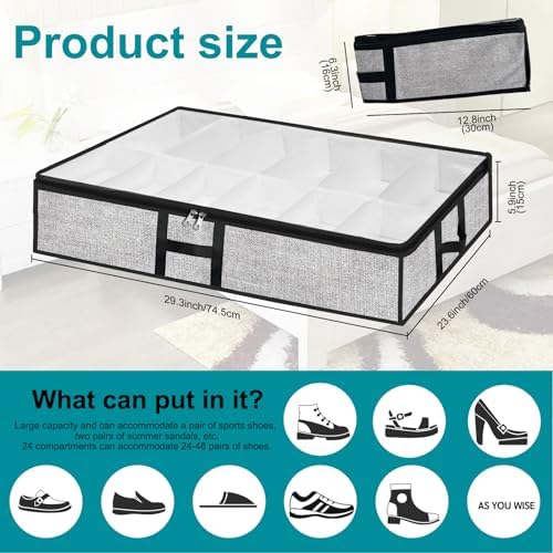 Under Bed Shoe Storage Organizer 2pc Fits 24 Pairs Container Boxes - Image 5