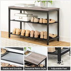HOOBRO Shoe Bench, 3-Tier Shoe Rack, Industrial Shoe Organizer Storage Bench, 29.5 inches Entry Bench with Mesh Shelves, for Entryway, Living Room, Hallway, Easy Assembly, Greige BG75HX01 - Image 5