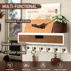 Rebee Vision Key Holder Wall Mount Room Decor, White & Retro Brown - Image 3