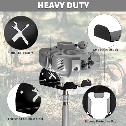 Upgraded Trimmer Rack Wall Mount - 8" Heavy Duty Weed Eater Hanger for Garage Wall, Garden Power Tool Holder Organizer Hooks for Grass Trimmer, Hedge Trimmer, Leaf Blower and Chainsaw, Black, 4 Pack - Image 5