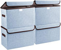 Bagnizer Foldable Storage Bins with Lids, Decorative Storage Baskets, Large Storage Boxes for Home, Office, Bedroom, Closet, Blue, Medium, 4 Pack 14.6 x 9.5 x 9.5” by Bagnizer