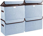 Bagnizer Foldable Storage Bins with Lids, Decorative Storage Baskets, Large Storage Boxes for Home, Office, Bedroom, Closet, Blue, Medium, 4 Pack 14.6 x 9.5 x 9.5” by Bagnizer