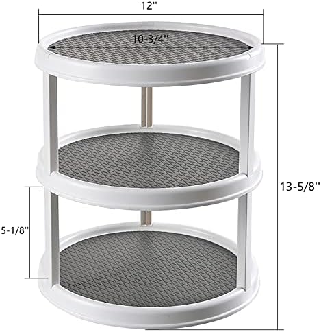 Yesland 3 Tier Lazy Susan Turntable - 12'' Round Tiered Rotating Kitchen Spice Organizer and Non-Skid Organization Storage Container - Tiered Tray for Fruit, Snacks, Cosmetic, Pantry, Bathroom(Grey) - Image 3