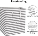 StorageRight Laundry Basket Hamper, 100L Clothes Storage, Striped Grey - Image 3