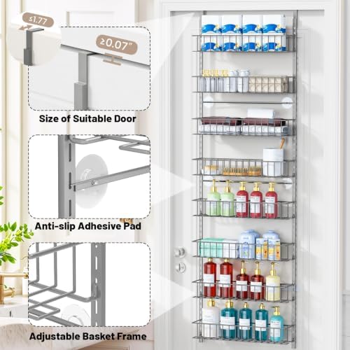 ElegantArray 8-Tier Pantry Door Organizer, Light Gray - Image 5