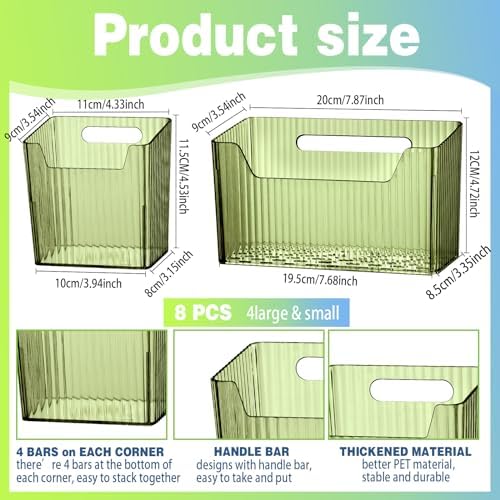 SiliFine 8 Pcs Cabinet Door Organizer Bin Wall Mount Organizer,3.94'',Green - Image 2