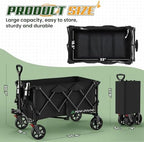 Wagons Carts Foldable,Collapsible Wagon with Wheels,450LBS Heavy Duty Beach Wagon Cart,Lightweight Portable Folding Utility Wagon Cart with Cup Holders for Camping, Garden, Sports, Grocery pcs - Image 2