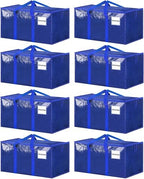 ukeetap 8 Pack Extra Large Clothes Storage Bins with Lids, Moving Bags,Blue | Storage Bags with Reinforced Handles & Heavy-Duty Zippers, Moving Boxes Totes for Clothes Packing, Dorms, College Supplies by ukeetap