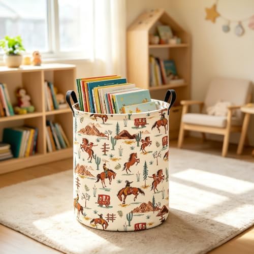 Western Cowboy Fabric Storage Bin,Nursery Organizer Basket - Image 6