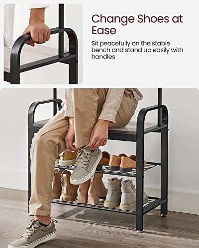 VASAGLE Coat Rack, Hall Tree with Shoe Bench, 4-in-1, 9 Removable Hooks - Image 7