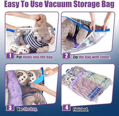 XXL Jumbo Vacuum Seal Storage Bags Extra Large for Clothing Bedding | 47''X35'', Airtight Triple Seal, Save 80% Space, Hand Pump, Work with Vacuum, Double Zip, Reusable, Easy to Use, 6 pack - Image 4