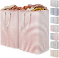 Lifewit 2 Pack Laundry Basket 80L Each, Collapsible Clothes Hamper with Reinforced Handles, Freestanding Waterproof Design for Bedroom and Laundry Room, Pink 160L Total by Lifewit