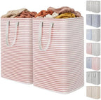 Lifewit 2 Pack Laundry Basket 80L Each, Collapsible Clothes Hamper with Reinforced Handles, Freestanding Waterproof Design for Bedroom and Laundry Room, Pink 160L Total by Lifewit