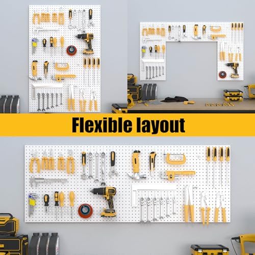Spampur Peg Board, 8 Pack Metal Pegboard Panels with 50 Hooks - Image 5