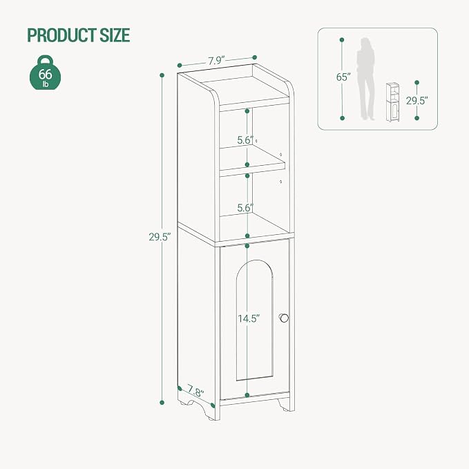 Hzuaneri Bathroom Storage Cabinet, Narrow Toilet Paper Cabinets with Doors - Image 2