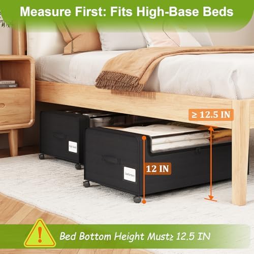 Webetop Under Bed Storage Containers with Wheels & Clear Lid 12 inch 2 Pack - Image 6