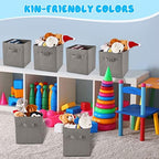 Yinder 12 Pcs Cube Storage Bin Grey 10.5''x10.5''x11'' Storage Bins for Playroom Decor Colorful Bins for Kids Foldable Baskets for Nursery Organizer Boxes Fabric Boxes - Image 3