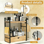 2-Tired Bathroom Counter Organizers and Storage, Bathroom Countertop Organizer with Drawer, Solid Wood Skincare Perfume Organizer for Vanity Kitchen Corner Shelf Office Countertop (Light Brown) - Image 4